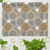 Grau-beige Muster arabischer Mandala orientalische Geschirrtuch (Gefaltet)