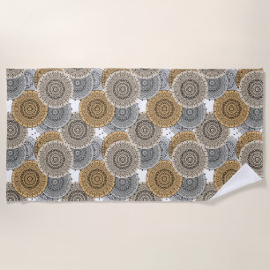 Grau-beige Muster arabischer Mandala orientalische Strandtuch
