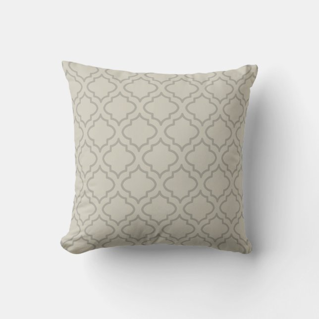 Grau-Beige Muster Pillow Kissen (Vorderseite)