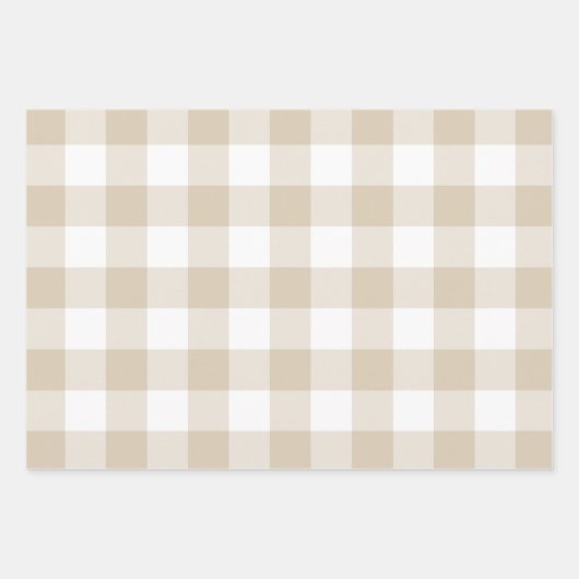 Grau Beige Sage Green Gingham Karo Kariert Geschenkpapier Set (Vorderseite 2)