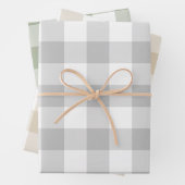 Grau Beige Sage Green Gingham Karo Kariert Geschenkpapier Set (Beispiel)