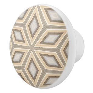 Grau Beige Taupe Brown Geometric Retro Stars Motif Keramikknauf