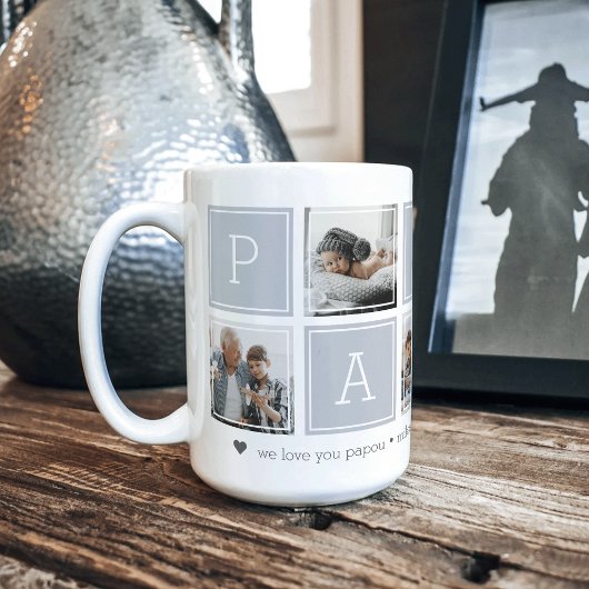 Grau | Benutzerdefinierte Papou 5-Foto-Farbblockko Kaffeetasse