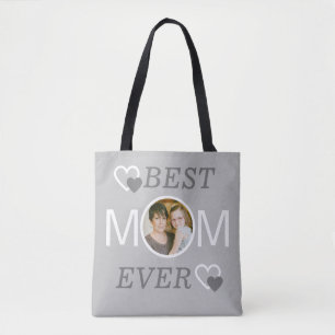 Grau Beste Mama je Personalisiert Mütter Foto Tasche