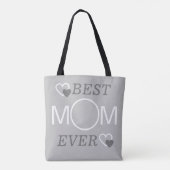 Grau Beste Mama je Personalisiert Mütter Foto Tasche (Rückseite)