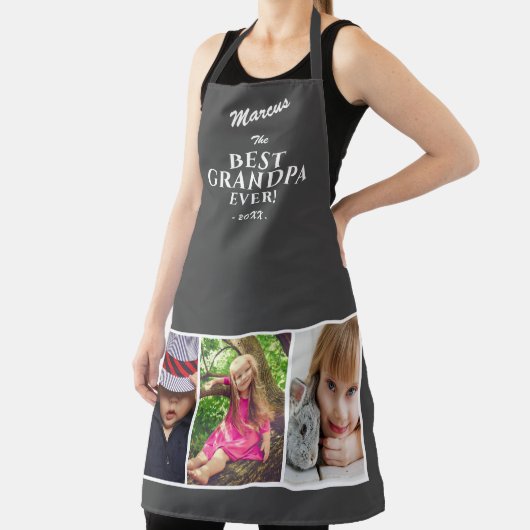 Grau Beste Opa je Keepake 3 FotoCollage Schürze (InSitu)