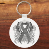 Grau-Bewusstseinsband mit Flügeln Schlüsselanhänger (Vorderseite)