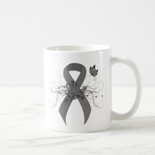 Grau-Bewusstseinsband mit Schmetterling Kaffeetasse