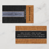 Grau & Black Burlap Linen Rustic Jute Visitenkarte (Vorne/Hinten)