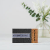 Grau & Black Burlap Linen Rustic Jute Visitenkarte (Stehend Vorderseite)