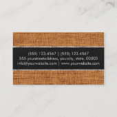 Grau & Black Burlap Linen Rustic Jute Visitenkarte (Rückseite)