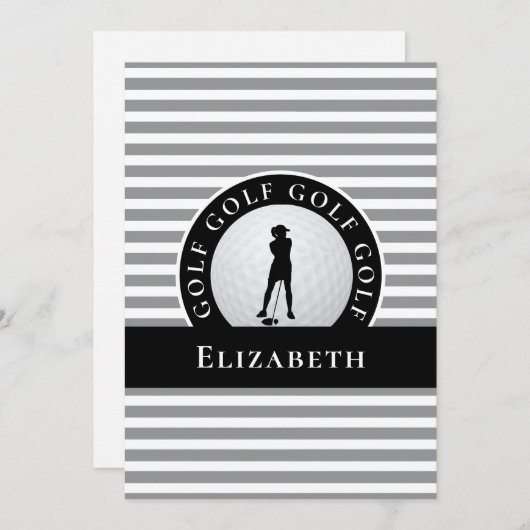 Grau Black für ihren Personalisierten Golfer Danke Mitteilungskarte (Vorne/Hinten)