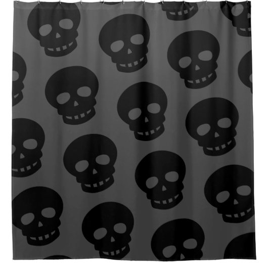 Grau Black Goth Skulls dekorativ Duschvorhang (Vorderseite)
