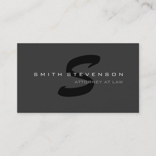 Grau Black Monogram Attorney at Law Business Card Visitenkarte (Vorderseite)