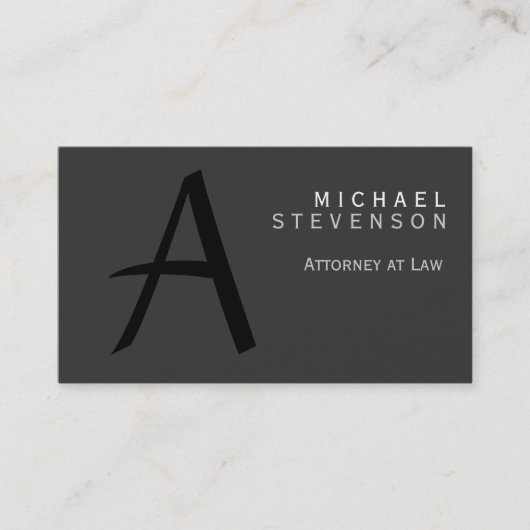 Grau Black Monogram Attorney at Law Business Card Visitenkarte (Vorderseite)