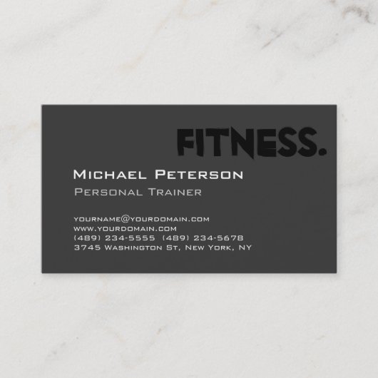 Grau Black Personal Trainer Fitness Business Card Visitenkarte (Vorderseite)
