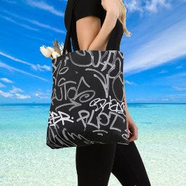 Grau & Black Urban Graffiti Style Tote Bag Tasche