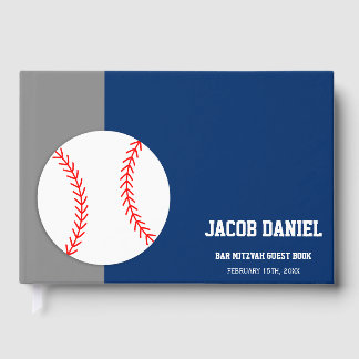 Grau Blau Baseball Bar Mizwa Gästebuch