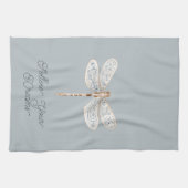 Grau Blau Bronze Weiß Libelle Geschirrtuch (Horizontal)