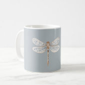 Grau Blau Bronze Weiß Libelle Kaffeetasse (Vorderseite Links)