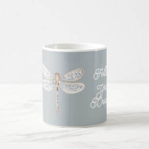 Grau Blau Bronze Weiß Libelle Kaffeetasse