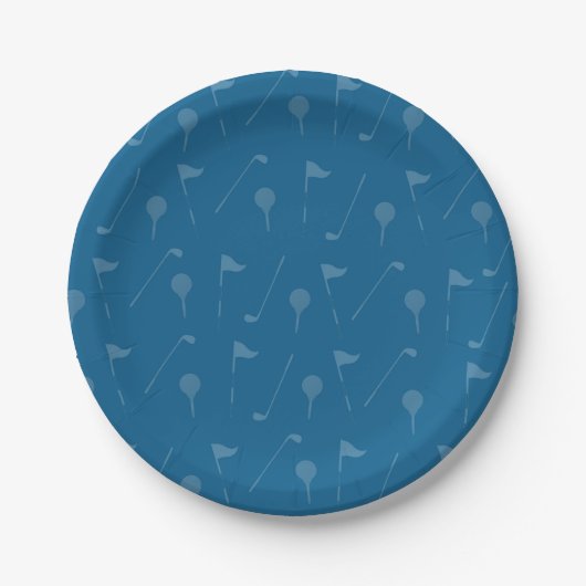 Grau-Blau-Golfball-/Flaggenmuster Pappteller (Vorderseite)