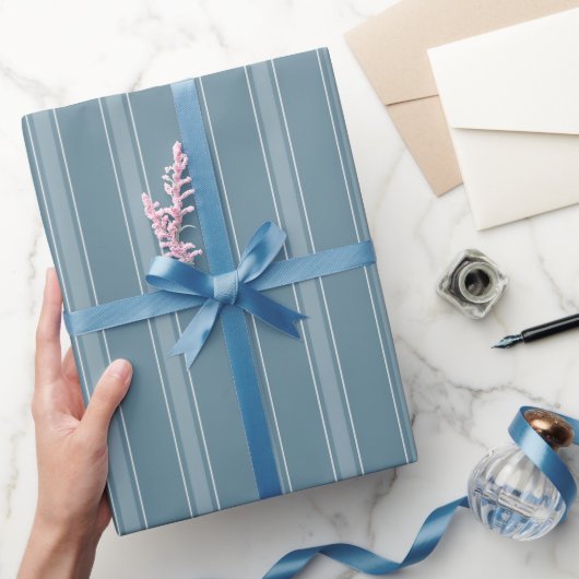 Grau Blau & Hellgrau Blau Streifen Geschenkpapier (Schenken)