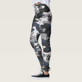 Grau Blau Hellrot Katzenpfote-Tarnmuster Leggings (Links)