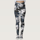 Grau Blau Hellrot Katzenpfote-Tarnmuster Leggings (Vorderseite)