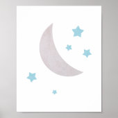 Grau & Blau | Moon and Stars Kinderzimmer Poster (Vorne)