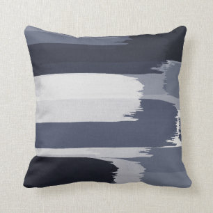 Grau-Blau-Pinselstriche Kissen