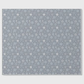 Grau Blau Schneeflocken Muster Geschenkpapier (Flach)