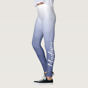 Grau Blau Weiß Farbverlauf Geometrie Netz Custom N Leggings