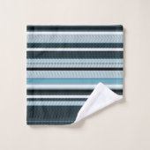 Grau, blau, weiße Streifen. Badetuch Set (Waschlappen)