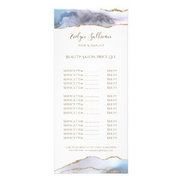 Grau-blaue Achate-Preisliste Rackkarte Werbekarte