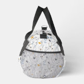 Grau-blaue Aquarell-Wildblumen-Monogramm Duffle Bag (Rechts)