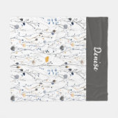 Grau Blaue Aquarell-Wildblumen-Name Fleecedecke (Vorderseite (Horizontal))