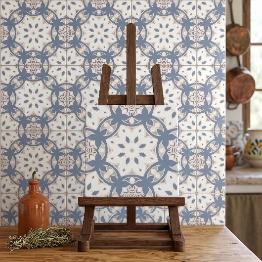 Grau blaue Creme Weißes geometrisches Muster Fliese