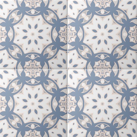 Grau blaue Creme Weißes geometrisches Muster Fliese