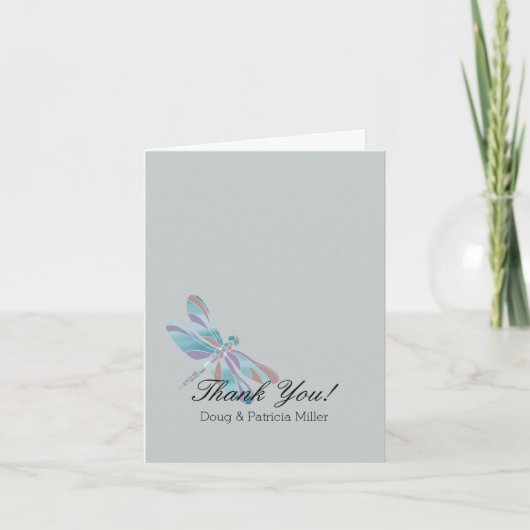 Grau Blaue Libelle Danke (Vorderseite)