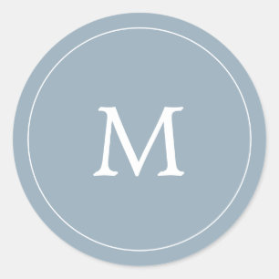 grau-blaue minimalistische einfache Monogramm-Hoch Runder Aufkleber