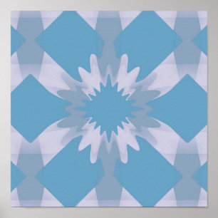 Grau-blaue moderne Blumenmuster aus der Mitte des  Poster