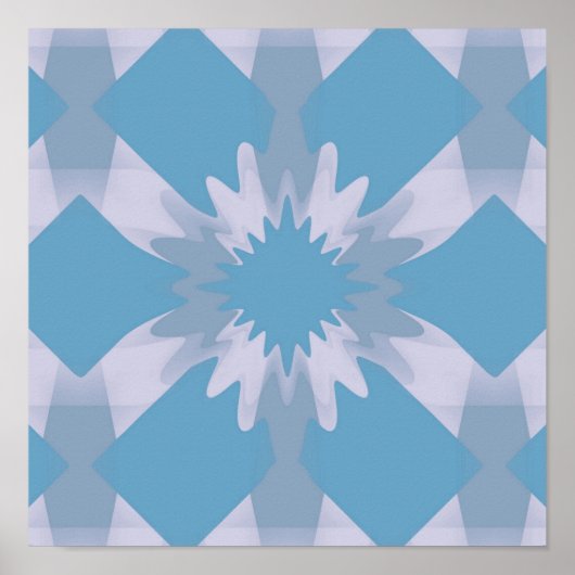 Grau-blaue moderne Blumenmuster aus der Mitte des Poster (Vorne)