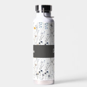 Grau Blaue Wildblumen-Wasserfarbe-Monogramm-Name Trinkflasche (Links)