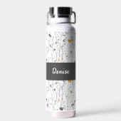 Grau Blaue Wildblumen-Wasserfarbe-Monogramm-Name Trinkflasche (Rückseite)