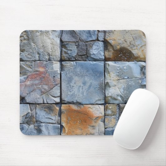 Grau Blaues Steinfliesenmuster Mousepad (Mit Mouse)