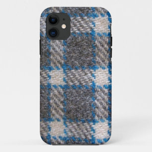 Grau-blaues Tartan-Material iPhone 11 Hülle
