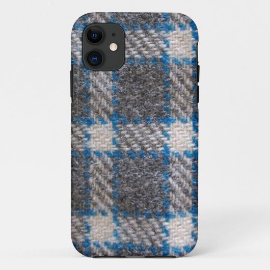 Grau-blaues Tartan-Material Case-Mate iPhone Hülle (Rückseite)