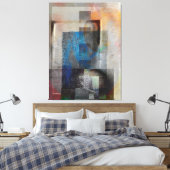 Grau & Blue Geometric Industrial Grunge Art 6 Leinwanddruck (Insitu (Schlafzimmer))