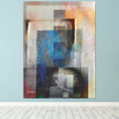 Grau & Blue Geometric Industrial Grunge Art 6 Leinwanddruck (Insitu (Holzboden))